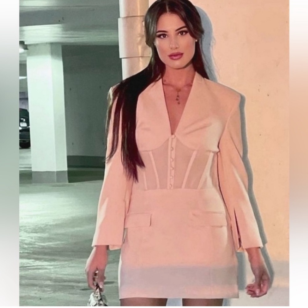 ZARA Corset Blazer Dress Ecru